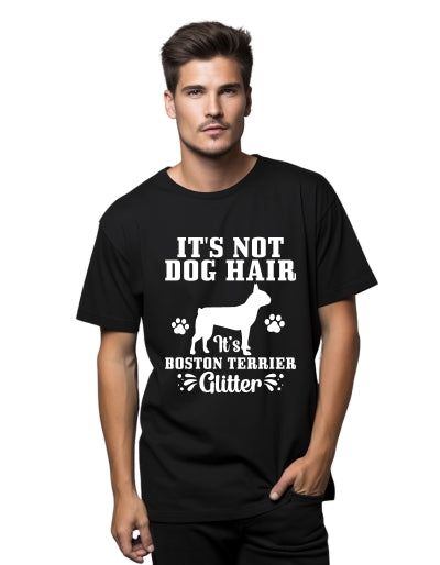 To nije pseća dlaka, to je svjetlucava muška majica bostonskog terijera bijela 2XL