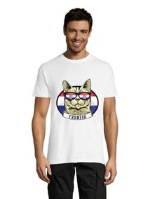Mačka s hrvatskom zastavom muška majica bijela 2XL