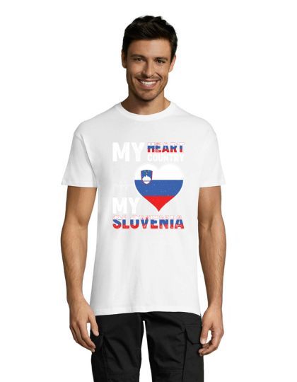 My hearth, my Slovenia muška majica bijela 5XS