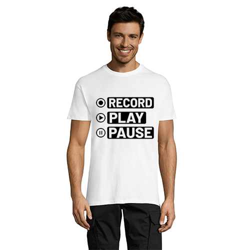 Record Play Pause muška majica kratkih rukava bijela 2XL