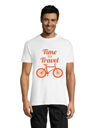Time to travel with bicycle muška majica kratkih rukava bijela 2XL