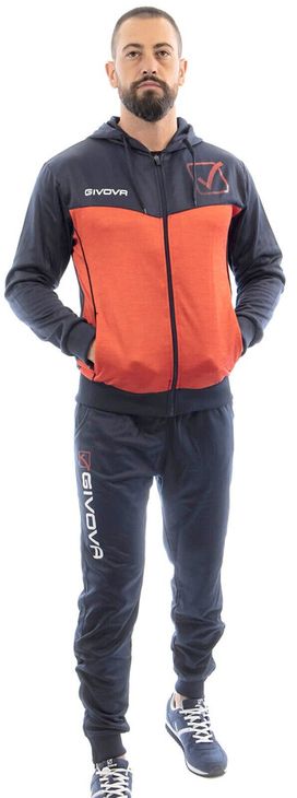 TUTA VISA MELANGE CON CAPPUCCIO POLARFLEECE komplet plavi/crveni melange 2XL