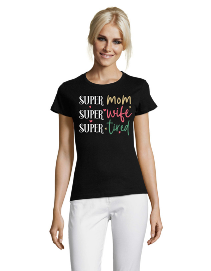 Wo Super mama, super žena, super umorna muška majica crna 2XL